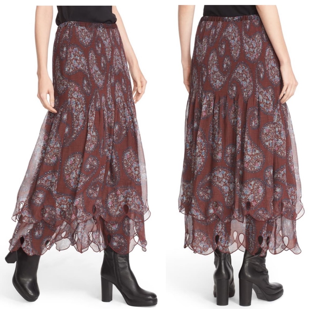 See by Chloe Floral Paisley Tiered Maxi Skirt